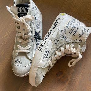Kids Golden goose high top francy graffiti sneakers size 34